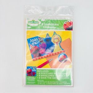 Sesame Street Save The Date Invitations with Stickers Seals Birthday Party 8 Ct